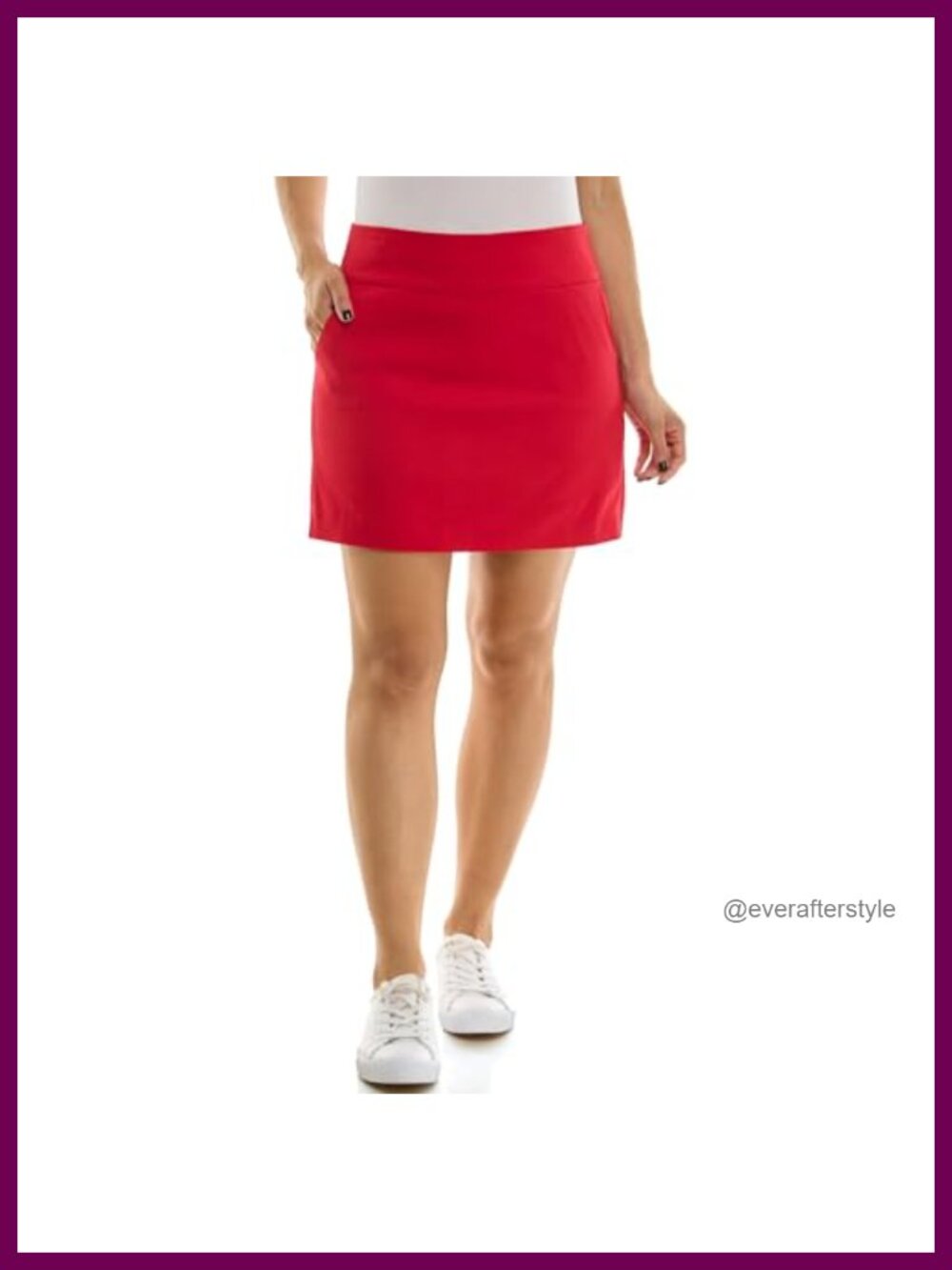 Pull-On Skort with Built-in Shorts Stretch Millennium Fabric Mid-Length